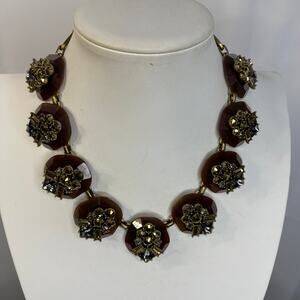 J.Crew J Crew statement necklace gold tone burnished signed costume jewelry